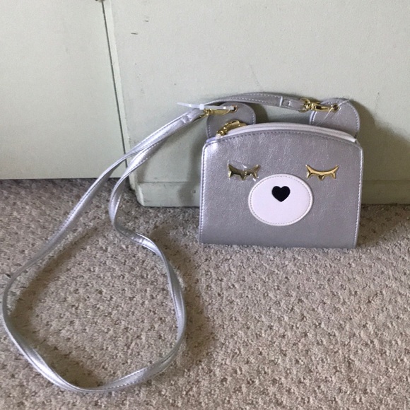 Betsey Johnson Handbags - New Betsey Johnson Silver bear mini crossbody bag